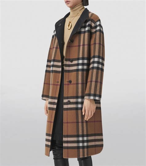 burberry wool blend coat|burberry reversible check wool coat.